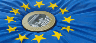 Der Euro auf der Europaflagge