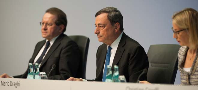 Mario Draghi bei einer Pressekonferenz